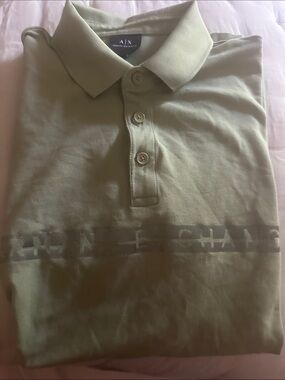 A/X Armani Exchange Men's Olive Green Polo with Subtle Logo